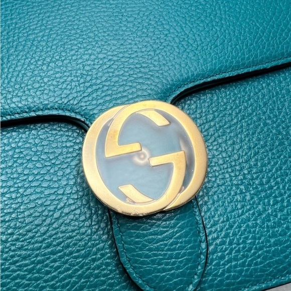 Gucci Interlocking GG Teal Leather Shoulder Bag - Picture 6 of 8